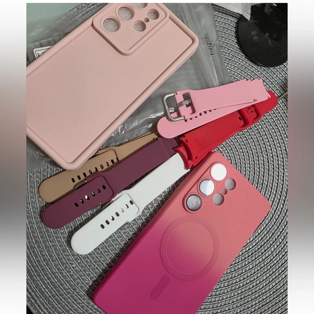 Samsung S25 ultra Pink and Red Phone Cases with Straps